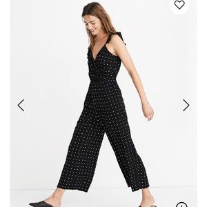 NWT Ruffle-front Wrap Jumpsuit in Grid Dot